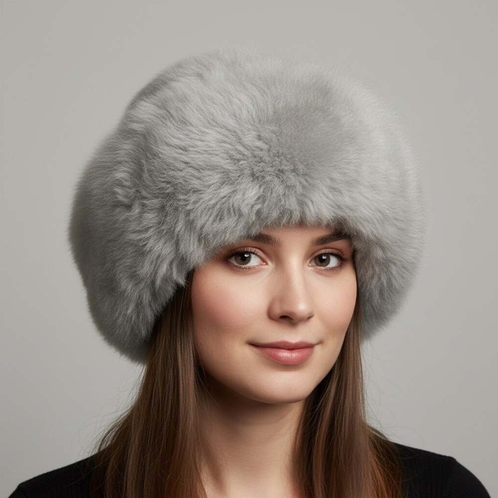 Peruvian Soul Gray‎ Alpaca Fur Hat Genuine Handmade Timeless Luxe Winter Cossack